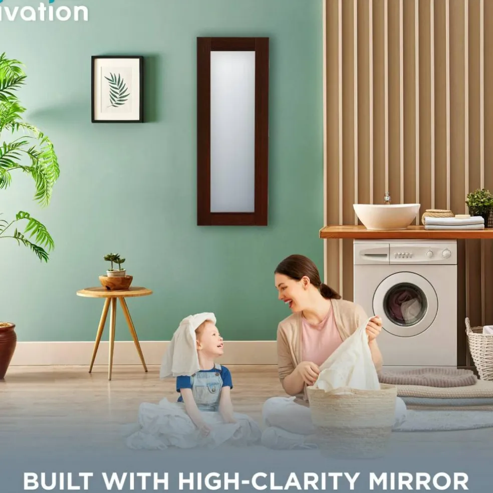Ivation Foldable Ironing Board Cabinet, Wall-Mount With Mirror