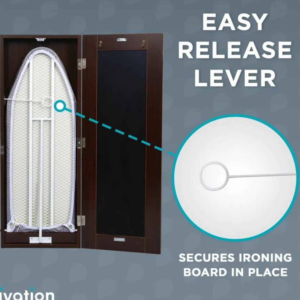 Ivation Foldable Ironing Board Cabinet, Wall-Mount With Mirror