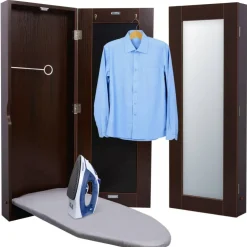 Ivation Foldable Ironing Board Cabinet, Wall-Mount With Mirror