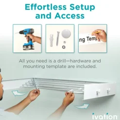 Ivation Retractable Wall Mounted Clothes Drying Rack Foldable Laundry Drying Rack for Clothing
