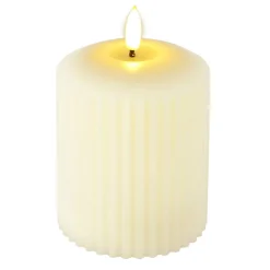 Ivory Ribbed LED Pillar Candle by Ashland®