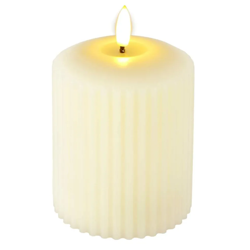 Ivory Ribbed LED Pillar Candle by Ashland®