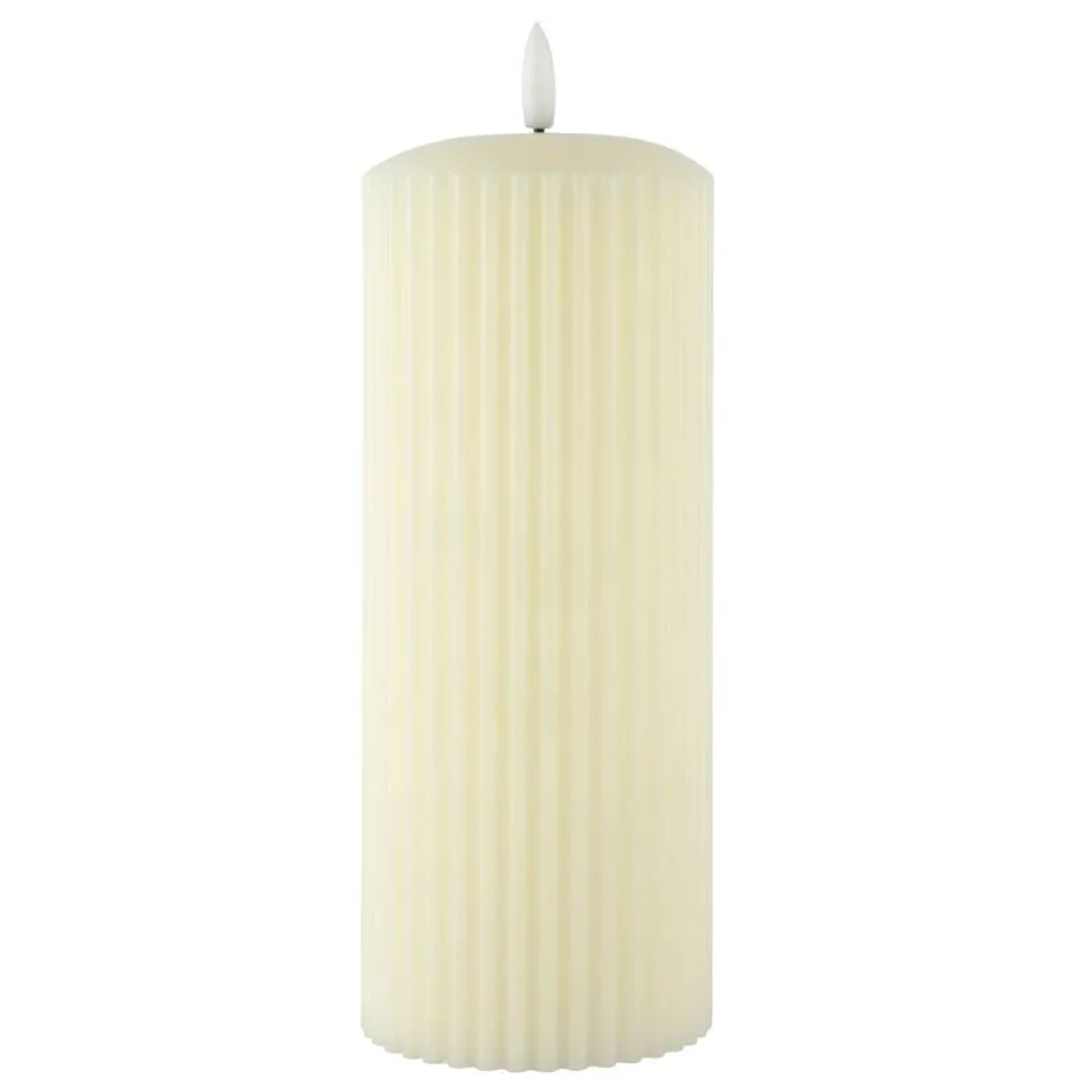 Ivory Ribbed LED Pillar Candle by Ashland®