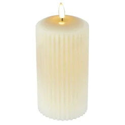Ivory Ribbed LED Pillar Candle by Ashland®