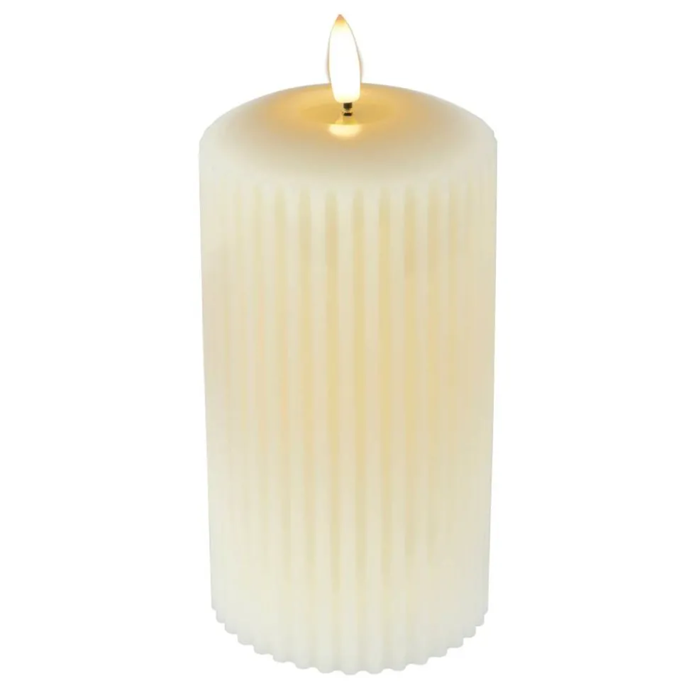 Ivory Ribbed LED Pillar Candle by Ashland®