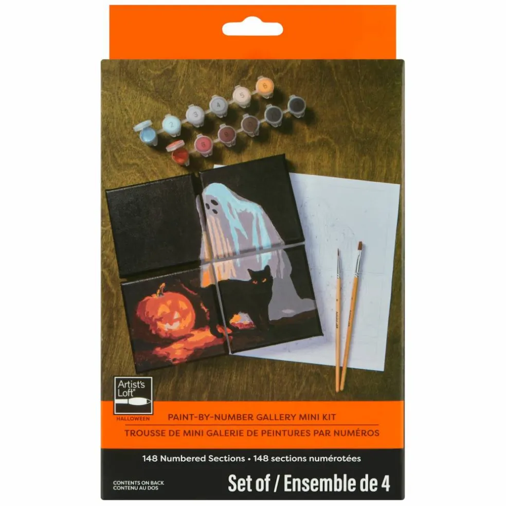 Jack-o'-Lantern, Black Cat & Ghost Paint-by-Number Gallery Mini Kit by Artist's Loft®