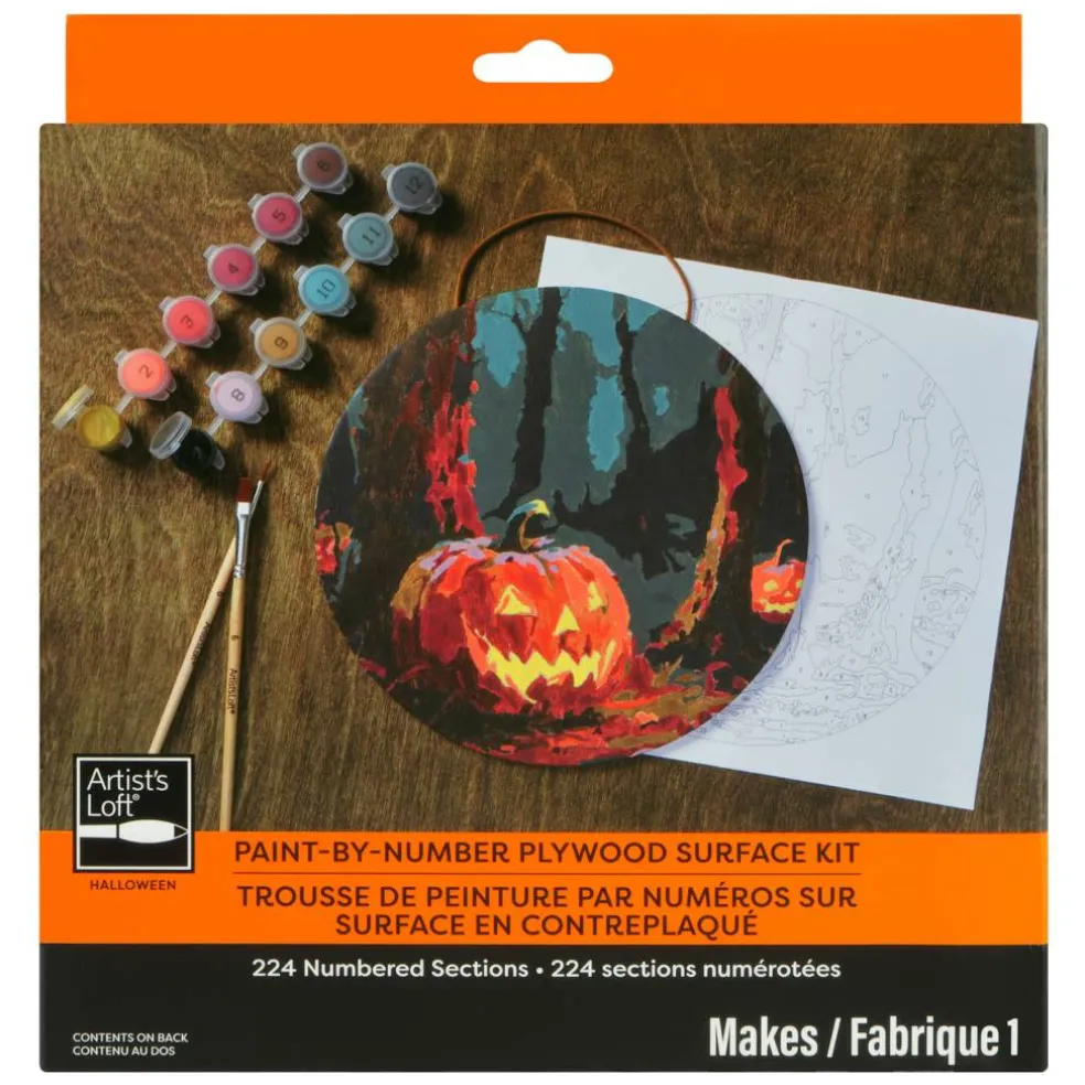 8" Jack-o'-Lantern Paint-by-Number Plywood Surface Kit by Artist's Loft®