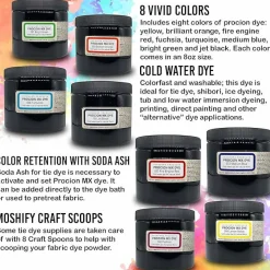 Jacquard Procion MX Dye Kit – Made in the USA – Includes 8 Vibrant 8 oz Fiber Reactive Dyes with Scoops. Perfect for Tie-Dye Parties, Fabric Art, and Creative DIY Projects.