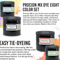 Jacquard Procion MX Dye Kit – Made in the USA – Includes 8 Vibrant 8 oz Fiber Reactive Dyes with Scoops. Perfect for Tie-Dye Parties, Fabric Art, and Creative DIY Projects.