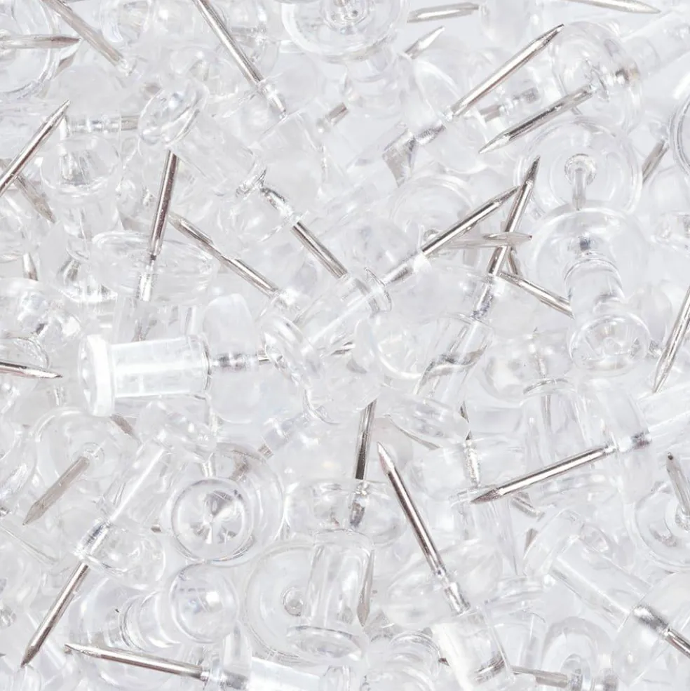 JAM Paper Clear Standard Push Pins, 2 Packs of 100