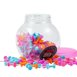 JAM Paper Colorful Push Pin Jar, 2ct.
