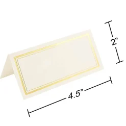 JAM Paper Double Metallic Border Fold-Over Wedding Table Place Cards, 100ct.