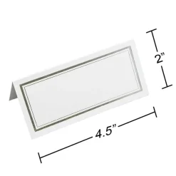JAM Paper Double Metallic Border Fold-Over Wedding Table Place Cards, 100ct.