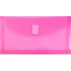 JAM Paper Fuchsia Pink Clear Pencil Pouches with Hook & Loop Closure, 12ct.