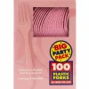 JAM Paper Pink Premium Plastic Forks, 100ct.