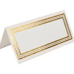 JAM Paper Triple Gold Border Fold-Over Wedding Table Place Cards, 100ct.