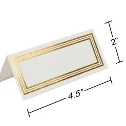 JAM Paper Triple Gold Border Fold-Over Wedding Table Place Cards, 100ct.