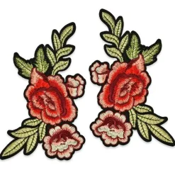 Janna Iron On Embroidered Rose Applique/Patch Pair