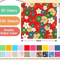 Japanese Origami Paper, Double Sided Color Origami Paper 6x6 for Scrapbook Decor, Colored Easy Folding Crafts for Kids Ages 5-8 8-12, DIY Arts Crafts for Beginners