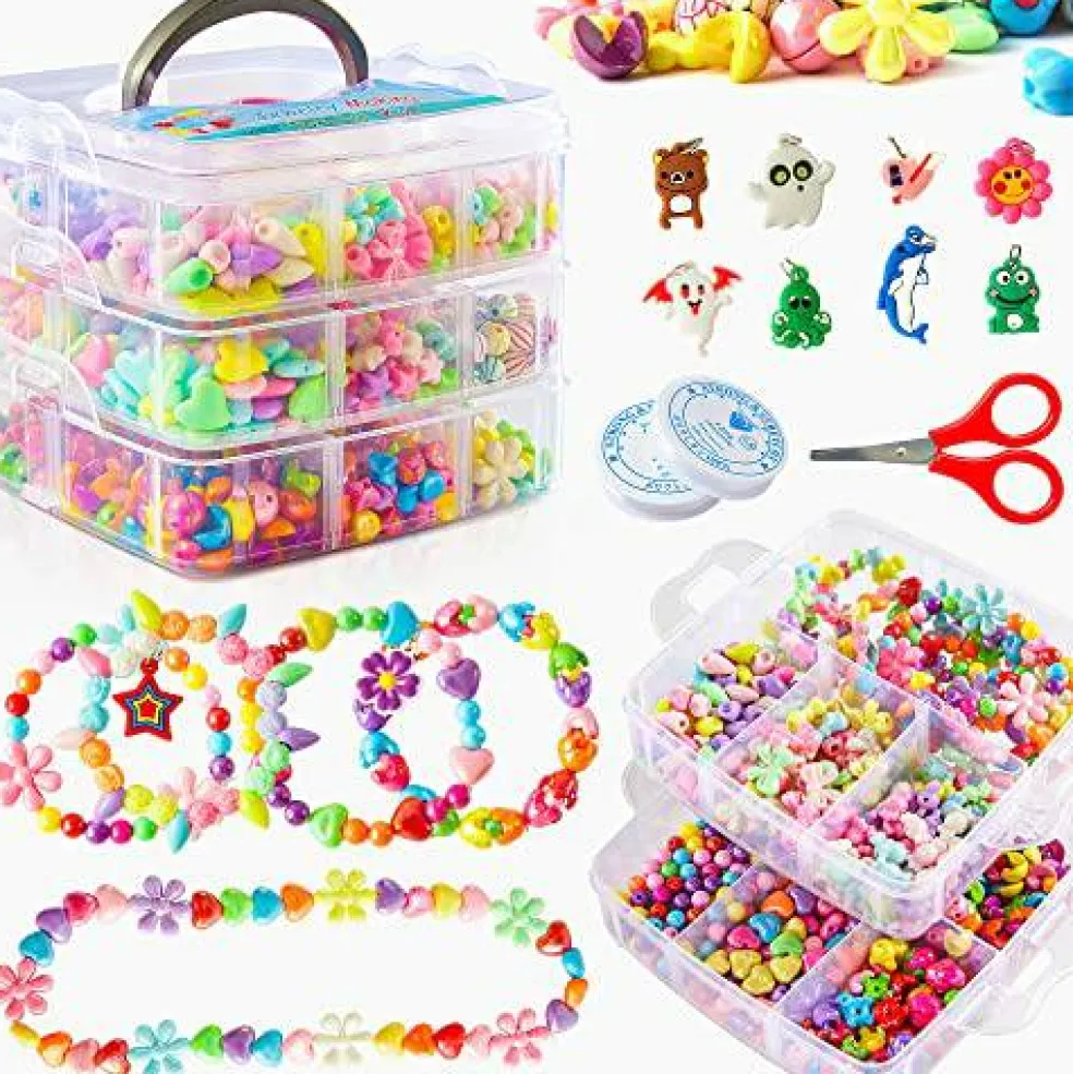 1100 Jewelry Making Kit Includes Scissor, String, Instruction and Accessories for Bracelet Making, Toys for Girls by Inscraft
