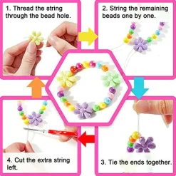 1100 Jewelry Making Kit Includes Scissor, String, Instruction and Accessories for Bracelet Making, Toys for Girls by Inscraft