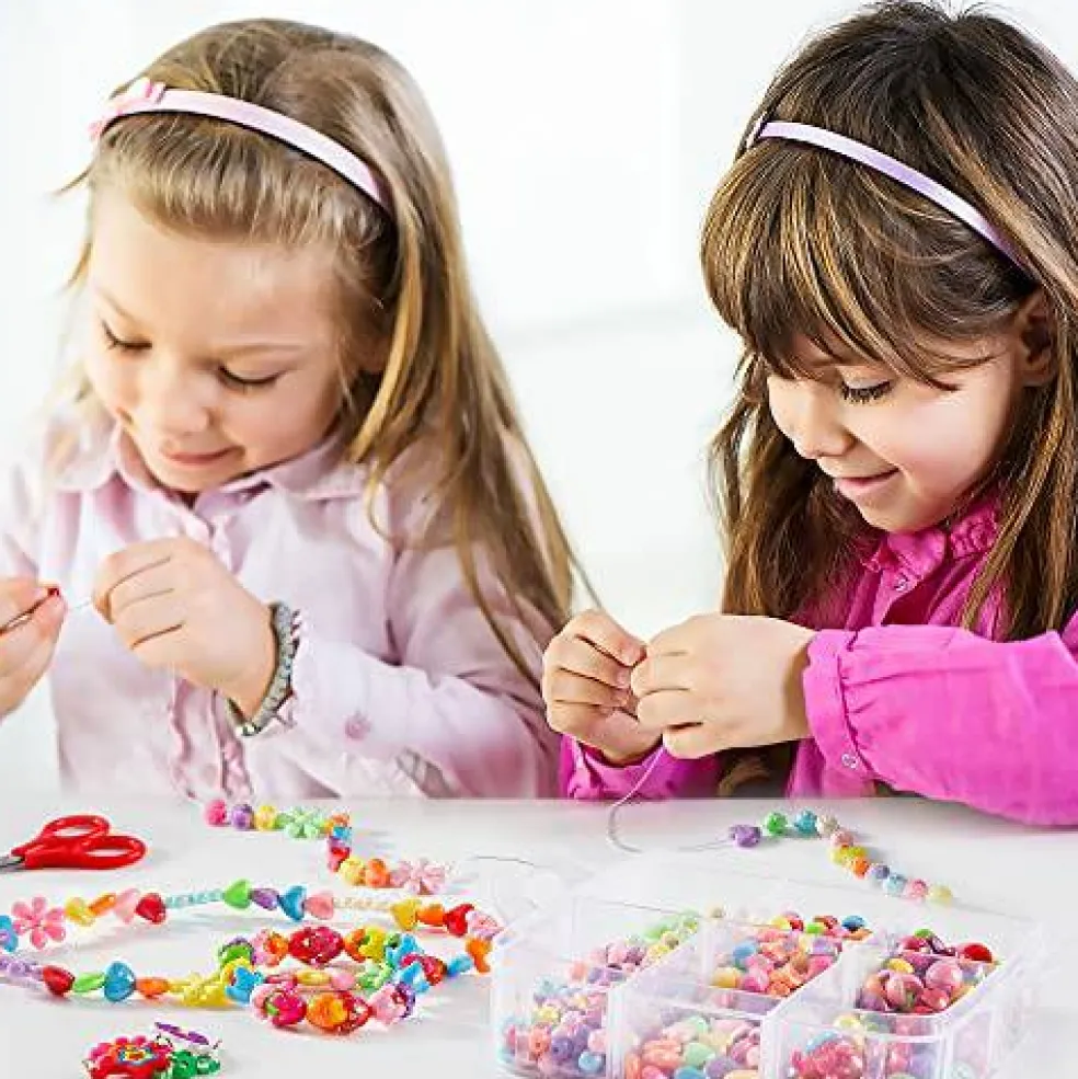 1100 Jewelry Making Kit Includes Scissor, String, Instruction and Accessories for Bracelet Making, Toys for Girls by Inscraft