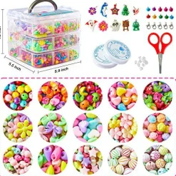 1100 Jewelry Making Kit Includes Scissor, String, Instruction and Accessories for Bracelet Making, Toys for Girls by Inscraft