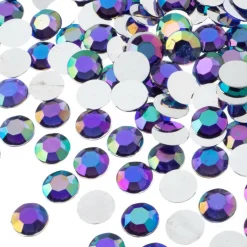 John Bead Acrylic Round Flat Back Rhinestones, 10mm