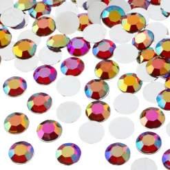 John Bead Acrylic Round Flat Back Rhinestones, 10mm