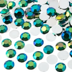 John Bead Acrylic Round Flat Back Rhinestones, 10mm