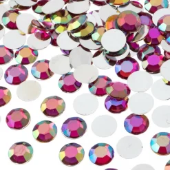 John Bead Acrylic Round Flat Back Rhinestones, 10mm