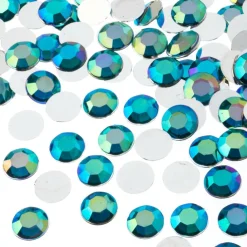 John Bead Acrylic Round Flat Back Rhinestones, 10mm