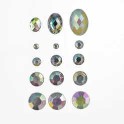 John Bead Crystal AB Assorted Round & Oval Acrylic Flat Back Rhinestones Box