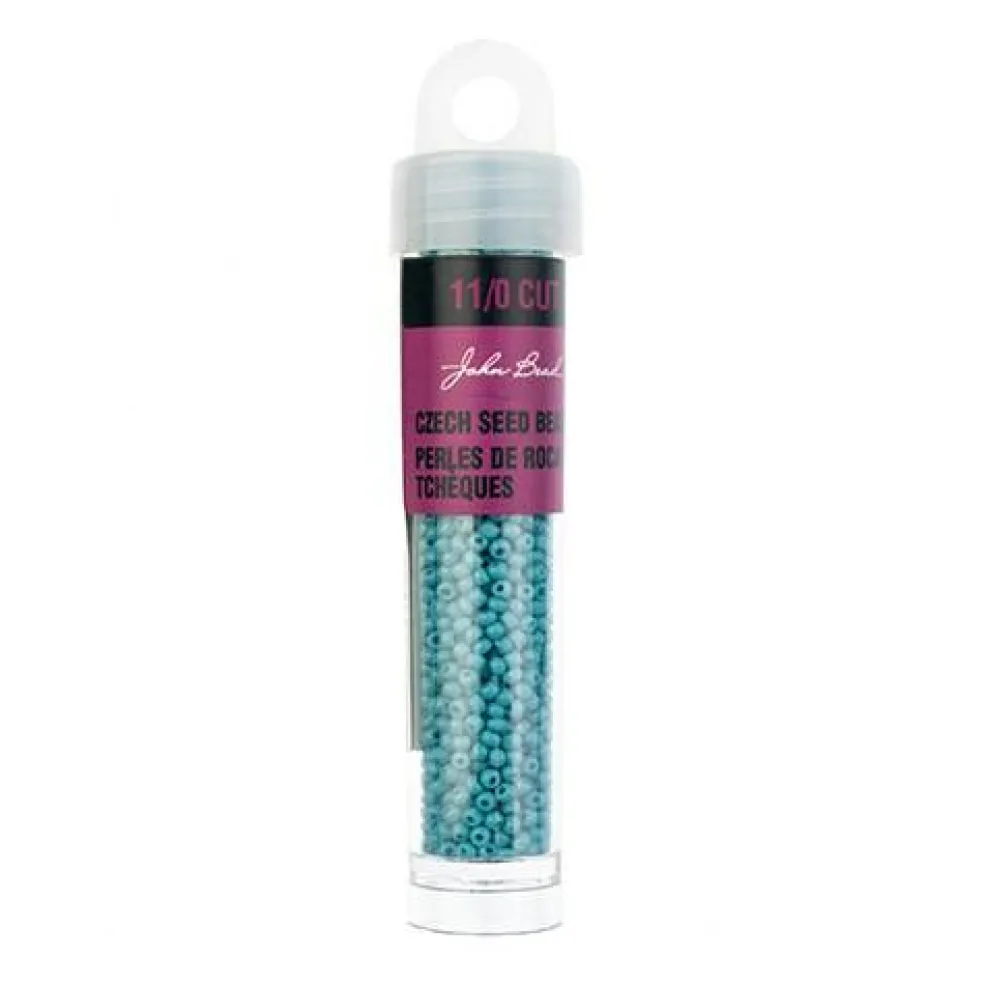 John Bead 11/0 Cut Opaque Finish Round Czech Glass Seed Beads, 13g/100g