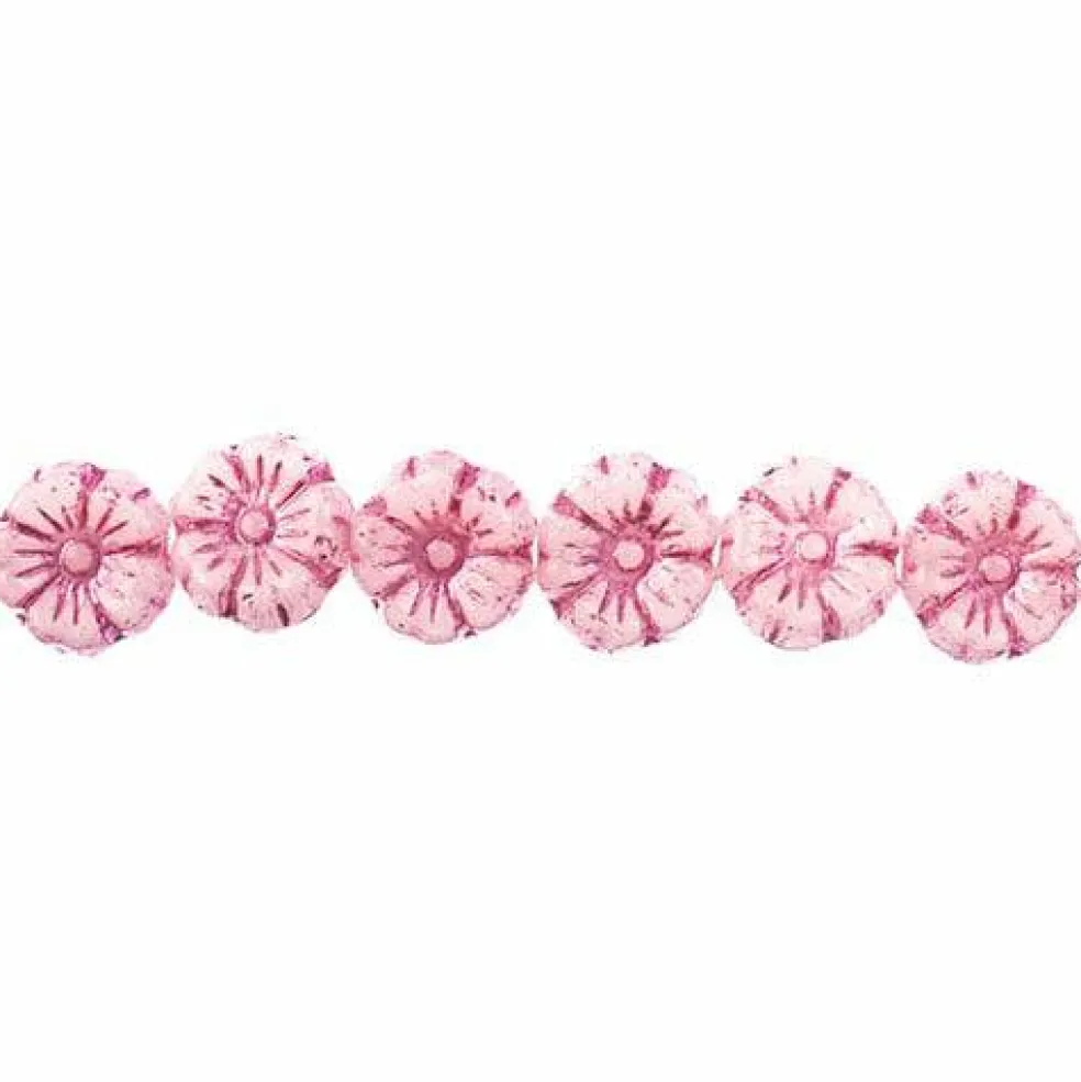 John Bead Czech Pressed Glass 9mm Flower Bead Strand, 66pcs