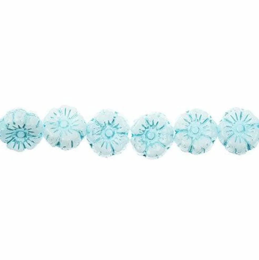 John Bead Czech Pressed Glass 9mm Flower Bead Strand, 66pcs