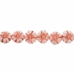 John Bead Czech Pressed Glass 9mm Flower Bead Strand, 66pcs