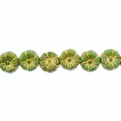 John Bead Czech Pressed Glass 9mm Flower Bead Strand, 66pcs