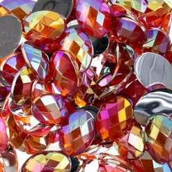 John Bead Oval Acrylic Flat Back Rhinestones, 200pcs
