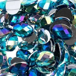 John Bead Oval Acrylic Flat Back Rhinestones, 200pcs