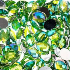 John Bead Oval Acrylic Flat Back Rhinestones, 200pcs