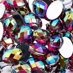John Bead Oval Acrylic Flat Back Rhinestones, 200pcs
