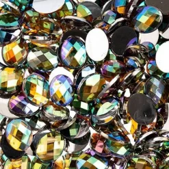 John Bead Oval Acrylic Flat Back Rhinestones, 200pcs