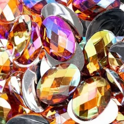 John Bead Oval Acrylic Flat Back Rhinestones, 200pcs