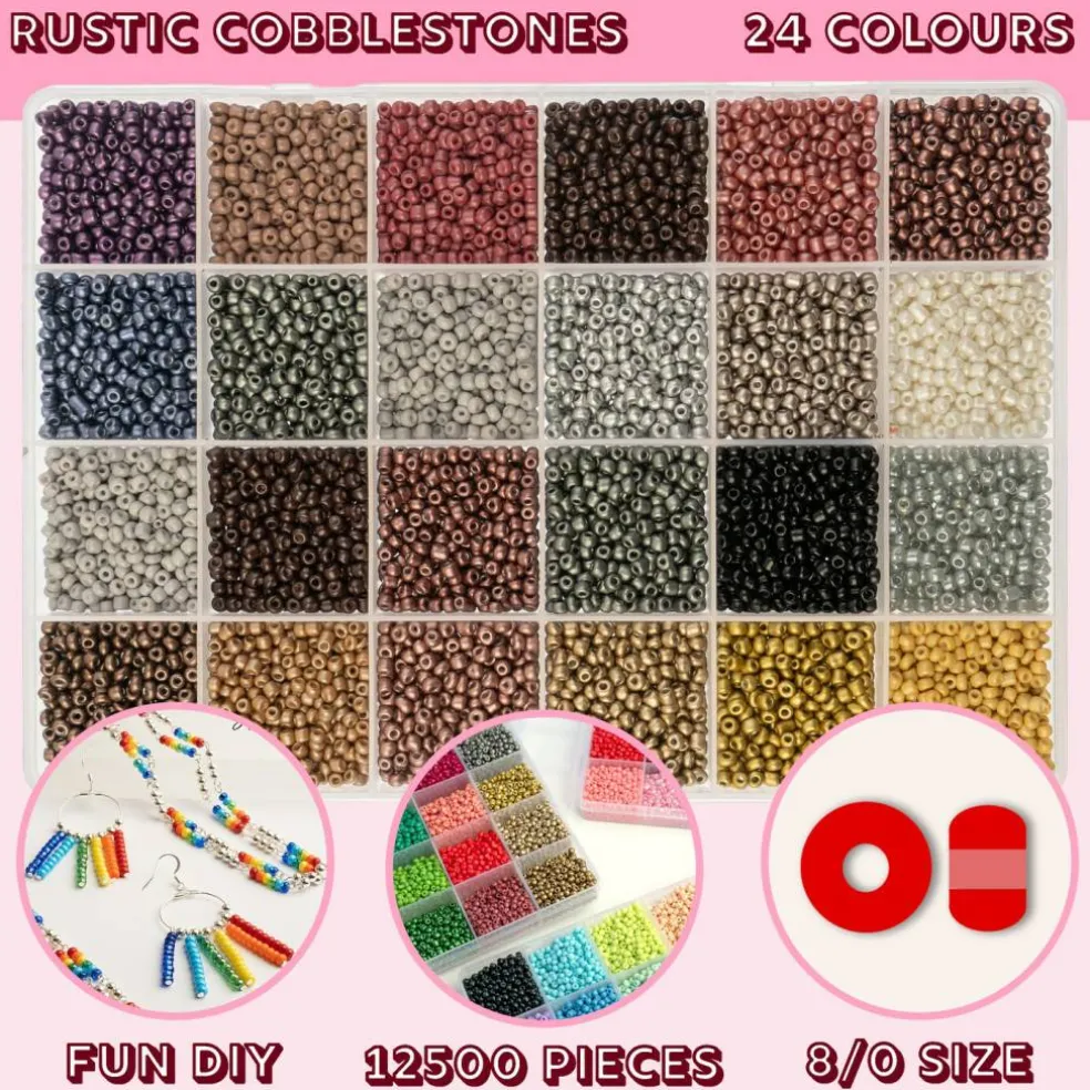 John Bead 12500pcs Assorted 24 Colors Glass Seed Beads 8/0 Jewelry Making Bead Box