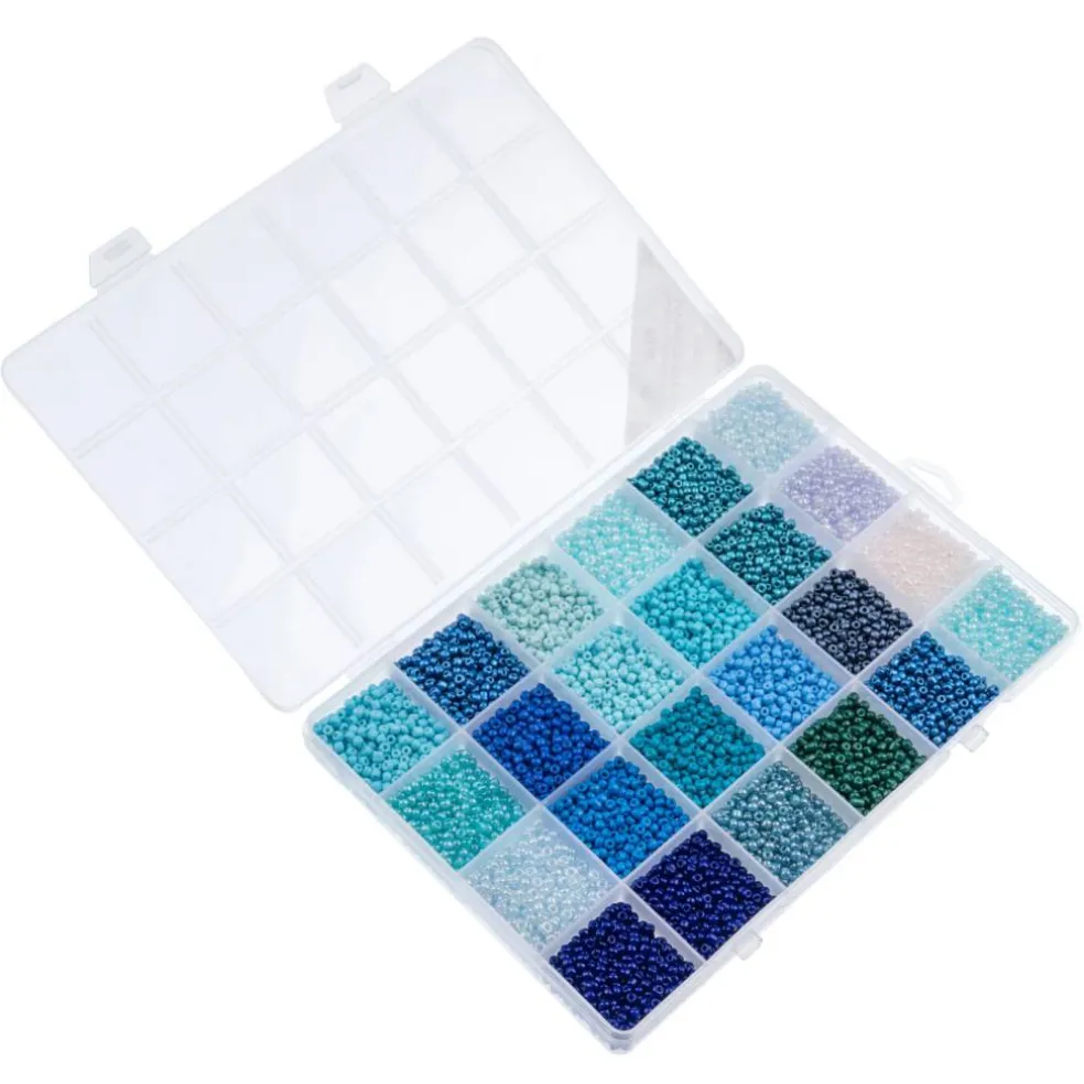 John Bead 12500pcs Assorted 24 Colors Glass Seed Beads 8/0 Jewelry Making Bead Box