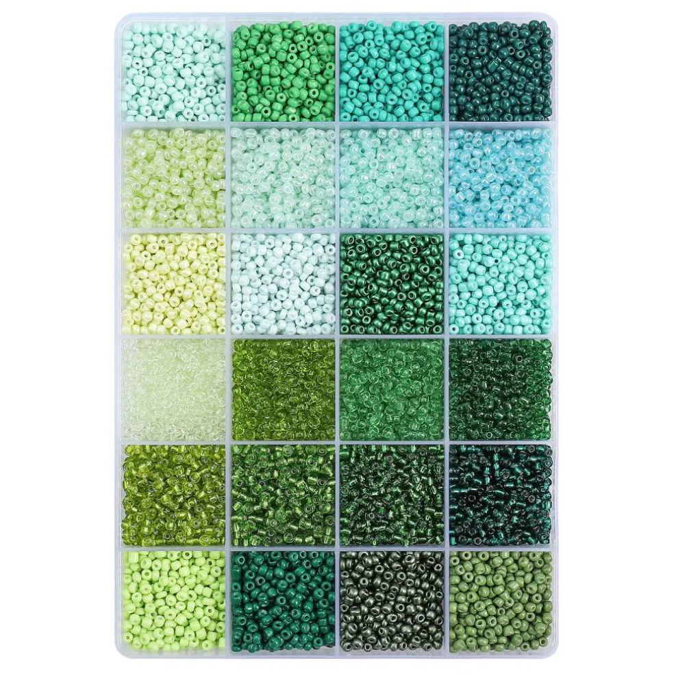 John Bead 12500pcs Assorted 24 Colors Glass Seed Beads 8/0 Jewelry Making Bead Box