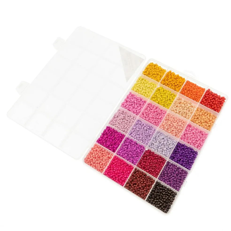 John Bead 12500pcs Assorted 24 Colors Glass Seed Beads 8/0 Jewelry Making Bead Box