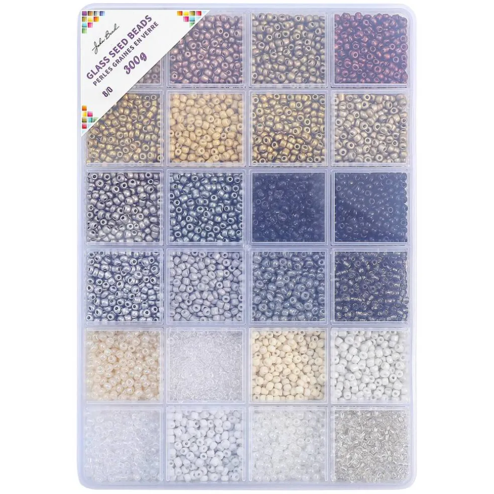 John Bead 12500pcs Assorted 24 Colors Glass Seed Beads 8/0 Jewelry Making Bead Box