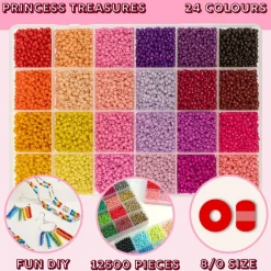 John Bead 12500pcs Assorted 24 Colors Glass Seed Beads 8/0 Jewelry Making Bead Box